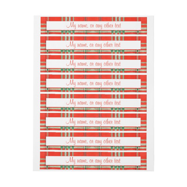RED SCOTT TARTAN 1"x7.25" Echt große Labels (Bogen)
