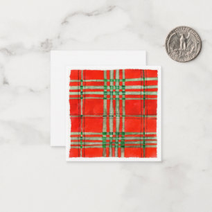 RED SCOTT TARTAN 2,5" Square Flat Card II Mitteilungskarte