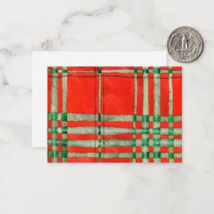 RED SCOTT TARTAN 3.5x2.5 Flachkarte / Horizontal Mitteilungskarte