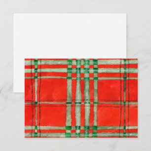 RED SCOTT TARTAN 3.5x5 Flachkarte / Horizontal Karte