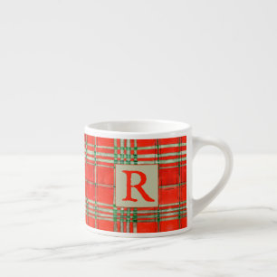 RED SCOTT TARTAN Espresso Cup + Initial Espressotasse