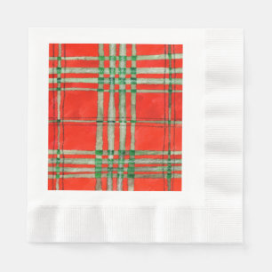 RED SCOTT TARTAN geprägtes Mittagspapier Napkins Serviette
