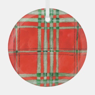 RED SCOTT TARTAN Glaszirkel Ornament Aus Glas