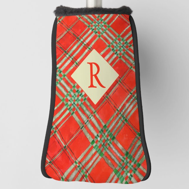 RED SCOTT TARTAN Golf Putter Cover + Initial Headcover (Rotieren 90)