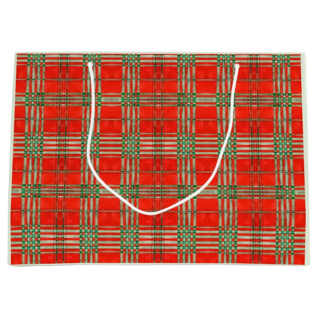 RED SCOTT TARTAN Große Geschenktasche Große Geschenktüte (Vorderseite)