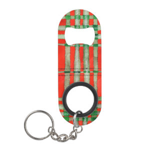 RED SCOTT TARTAN Mini Flaschenöffner + Schlüsselan