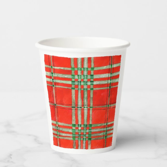 RED SCOTT TARTAN Paper Cups Pappbecher (Vorderseite)
