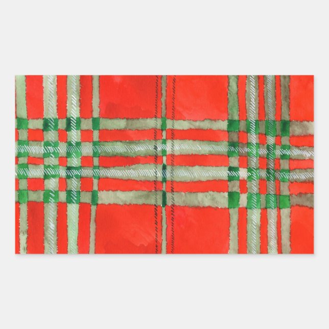 RED SCOTT TARTAN Rectangle Stickers (Vorderseite)