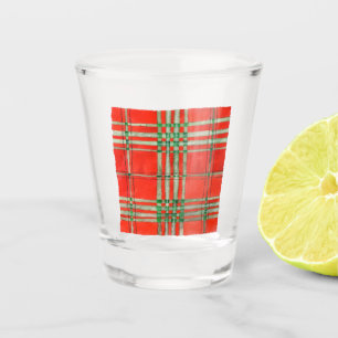 RED SCOTT TARTAN Shot Glass Schnapsglas