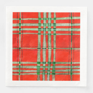RED SCOTT TARTAN Standard Dinner Paper Napkins Serviette