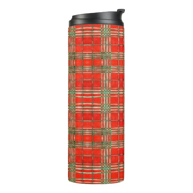 RED SCOTT TARTAN Thermaltumbler Thermosbecher (Nach links gedreht)