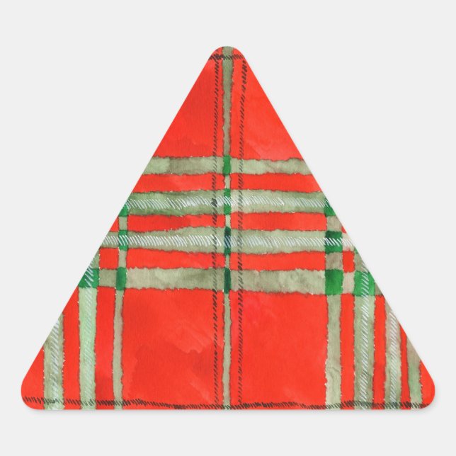 RED SCOTT TARTAN Triangle Stickers (Vorderseite)