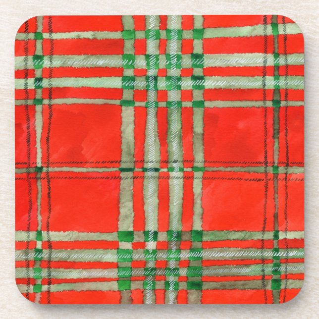 RED SCOTT TARTAN Untersetzer aus Hartkunststoff (Vorderseite)