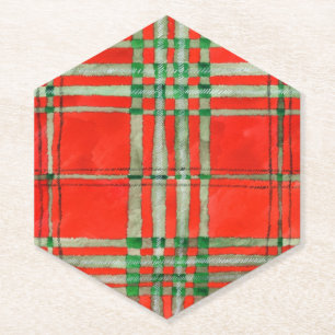 RED SCOTT TARTAN Untersetzer mit Hexagon-Spitze