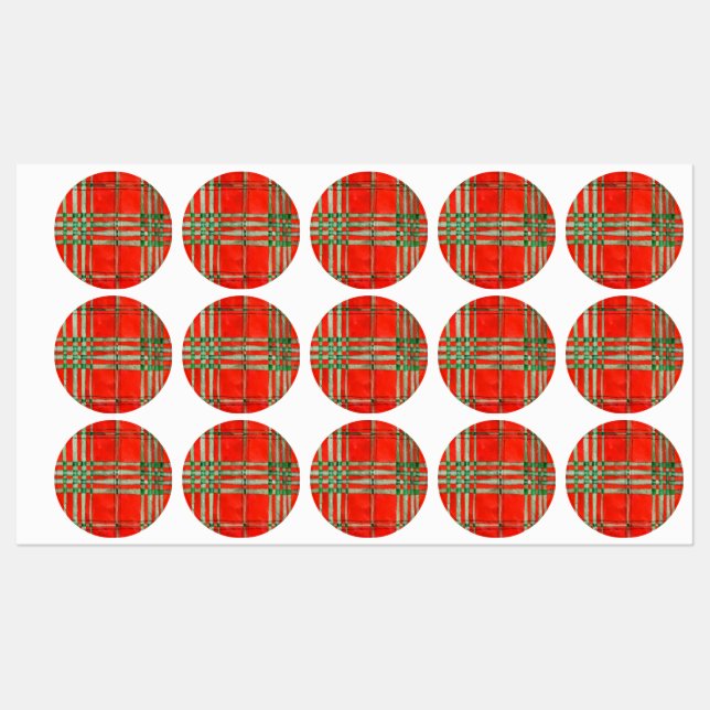 RED SCOTT TARTAN Wasserdichte Etiketten (Blatt)