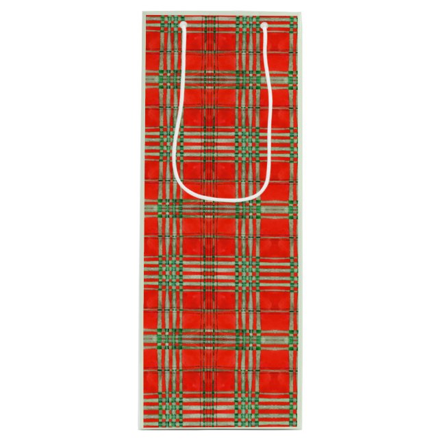 RED SCOTT TARTAN Weinbeutel Geschenktüte Für Weinflaschen (Vorderseite)
