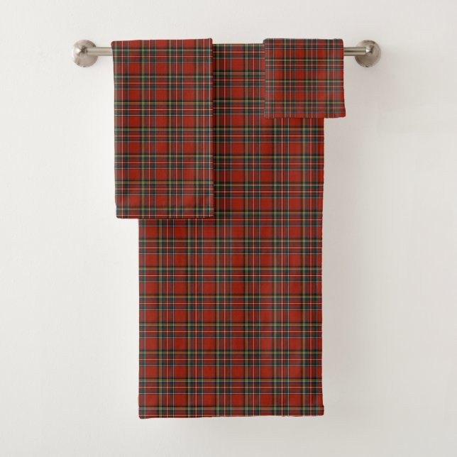 Red Scottish Kariert Royal Stewart Tartan Badhandtuch Set (Insitu)