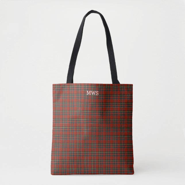 Red Scottish Kariert Royal Stewart Tartan Monogram (Vorderseite)