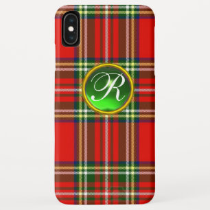 RED SCOTTISH TARTAN UND GREEN GEMSTONE MONOGRAMM Case-Mate iPhone HÜLLE