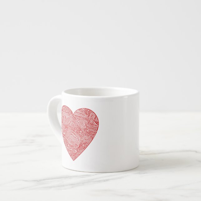 Red Scribble Heart Espressotasse (Vorderseite Links)