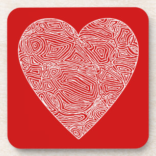 Red Scribble Heart Untersetzer