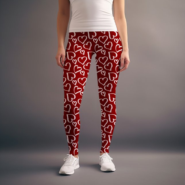 Red Scribbled Herzmuster Leggings (Von Creator hochgeladen)