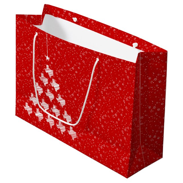 Red Scribbled Texas Weihnachtsbaum Große Geschenkt Geschenktüte (Vorderseite Schrägansicht)