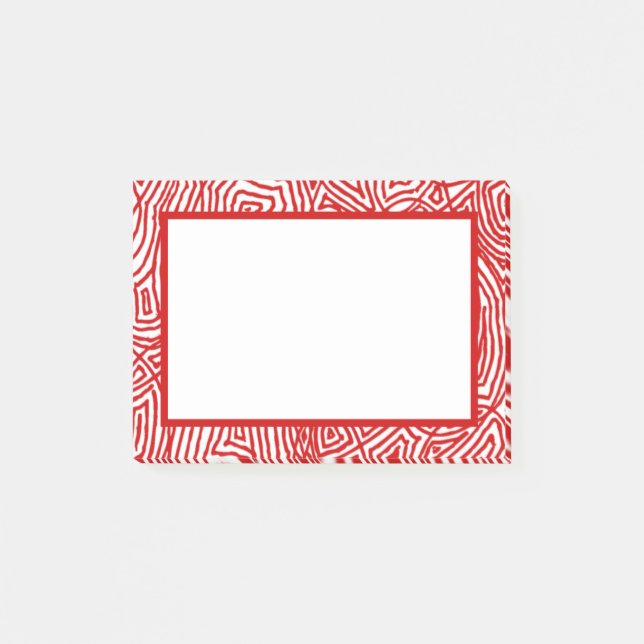 Red Scribbleprint Border Post-it Klebezettel (Vorderseite)