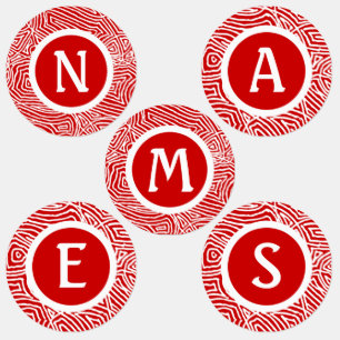 Red Scribbleprint Labels Etiketten