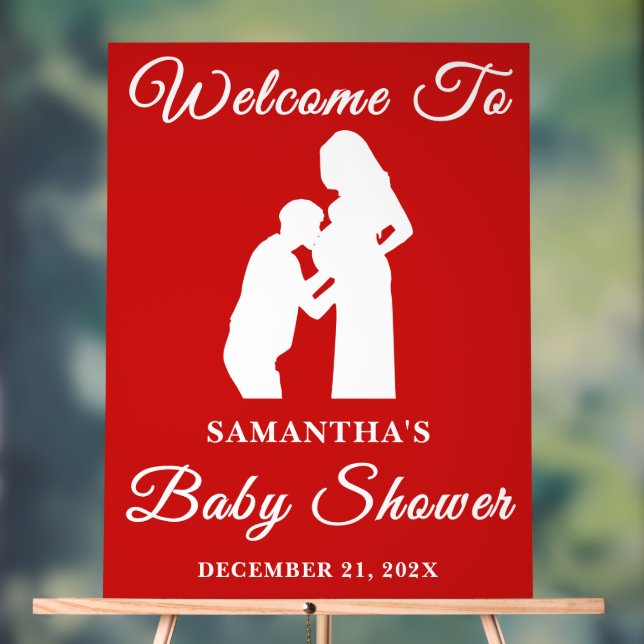 Red Script Christmas Baby Shooting Willkommen Acrylschild (Neutral)