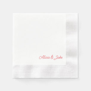 Red Script Couple Names Personalisiert Wedding Serviette