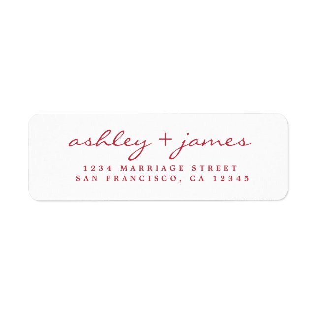 Red Script Elegant Wedding Rücksendeadresse (Vorne)