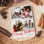 Red Script Frohe Weihnachten Vertical 4 Foto<br><div class="desc">Feiern Sie die Saison mit diesem festlichen roten Drehbuch Merry Christmas vertikale 4 Foto Ferienkarte mit einer Touch von elegantem Charme. Das schicke Design präsentiert eine einfache rot-weiße Farbpalette, die den gemütlichen Geist des Winters widerspiegelt. Seine moderne und einzigartige Anziehungskraft und seine rustikale Formulierung schaffen ein perfektes Gleichgewicht zwischen saisonalen...</div>