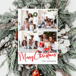 Red Script Frohe Weihnachten Vertical 7 Foto<br><div class="desc">Feiern Sie die Saison mit diesem roten Drehbuch Merry Christmas vertikale 7 Foto-Urlaubskarte mit einer Touch von elegantem Charme. Das schicke Design präsentiert eine einfache rot-weiße Farbpalette, die den gemütlichen Geist des Winters widerspiegelt. Seine moderne und einzigartige Anziehungskraft und seine rustikale Formulierung schaffen ein perfektes Gleichgewicht zwischen saisonalen und zeitgenössischen....</div>