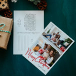 Red Script frohe Weihnachten Vertikal Zwei Foto<br><div class="desc">Feiern Sie die Saison mit diesem roten Drehbuch Merry Christmas vertikale zwei Foto Urlaub Postkarte mit einer Touch von elegantem Charme. Das schicke Design präsentiert eine einfache rot-weiße Farbpalette, die den gemütlichen Geist des Winters widerspiegelt. Seine moderne und einzigartige Anziehungskraft und seine rustikale Formulierung schaffen ein perfektes Gleichgewicht zwischen saisonalen...</div>