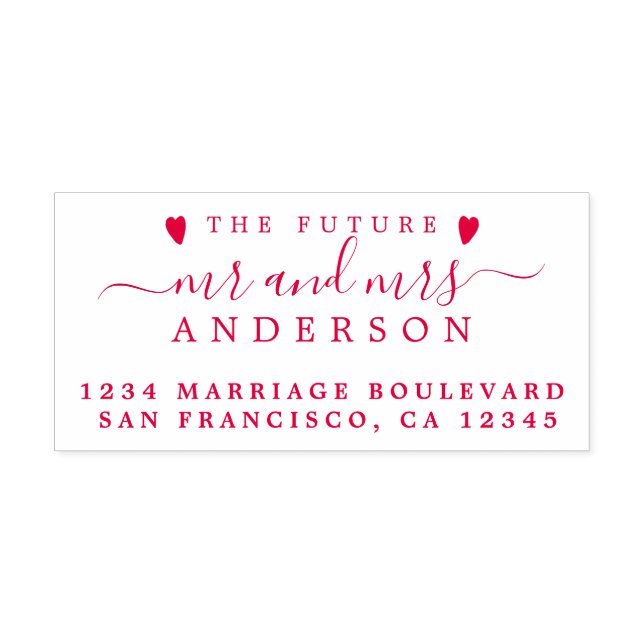 Red Script Future Mr. Wedding Rücksendeadresse Permastempel (Design)