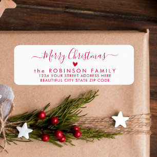 Red Script Heft Weihnachts-Rücksendeadresse Label
