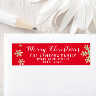 Red Script Snowflakes Frohe Weihnachtsadresse