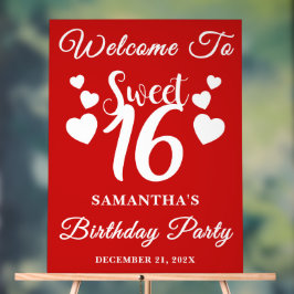 Red Script Weihnachten Sweet 16 Geburtstag Willkom Acrylschild