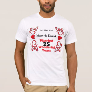 Red Scroll & Hörnamen & Datum 25 Jahre Jubiläum T-Shirt