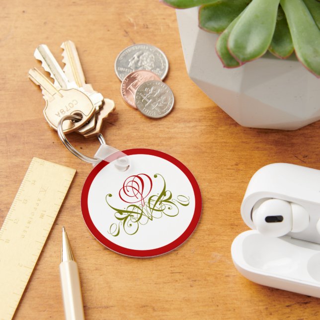 Red Scroll Rose Schlüsselanhänger (Schreibtisch)