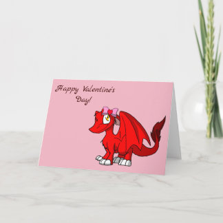 Red SD Furry Dragon w/ Valentinstag Haarbogen Karte
