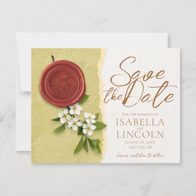Red Seal Save the Wedding Date Invitation Einladung (Vorderseite)