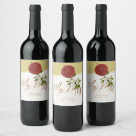 Red Seal Wedding Wine Label Weinetikett