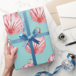 Red Seashell Ornament Pattern Geschenkpapier