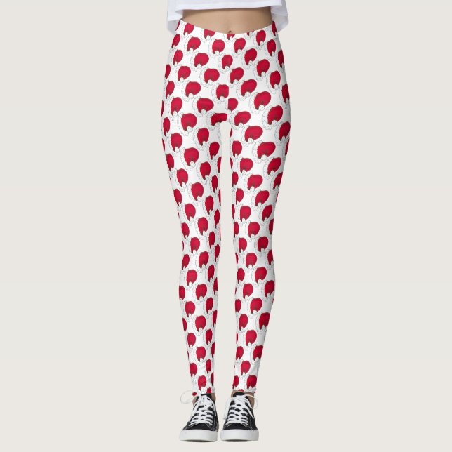 Red Secret Santa Claus hats Weihnachtsfeiertag Leggings (Vorderseite)