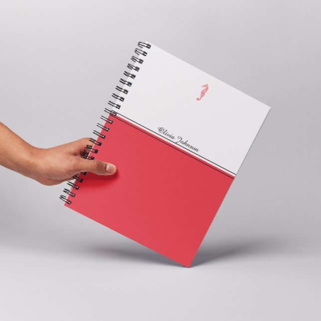 Red Seepferd Illustration Seelebensname minimalist Notizblock (Von Creator hochgeladen)