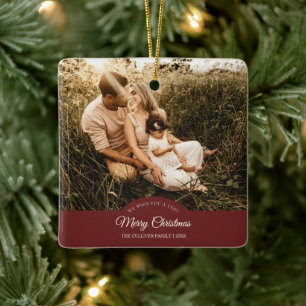 Red Sehr frohe Weihnachts-Familie Foto Keramikornament