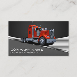 Red Semi Truck Logo   Metallic Visitenkarte