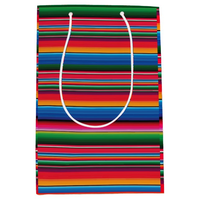 Red Serape Saltillo traditional mexican blanket Le Mittlere Geschenktüte (Vorderseite)